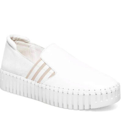 The Leather Slip-On with Side Gore in White