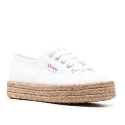 Superga – The Classic Platform Jute Rope Sneaker in White