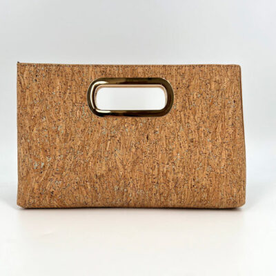 The Cork Handheld Clutch in Cork Gold