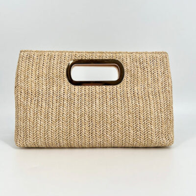 The Straw Handheld Clutch in Natural