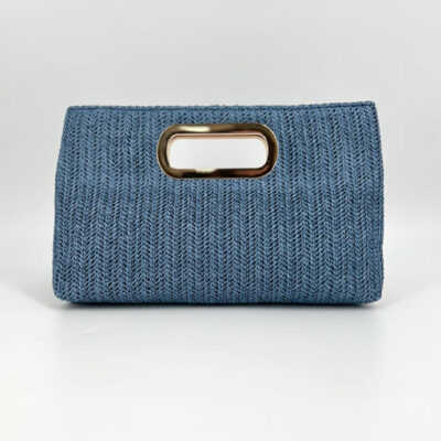 The Straw Handheld Clutch in Navy