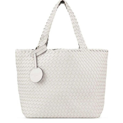 The Reversible Woven Tote in White & Silver