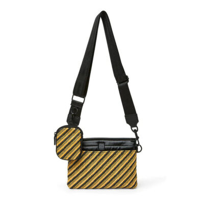 The Downtown Crossbody in Dune Raffia Diagonal Stripe