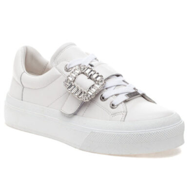 The Crystal Buckle Sneaker in White