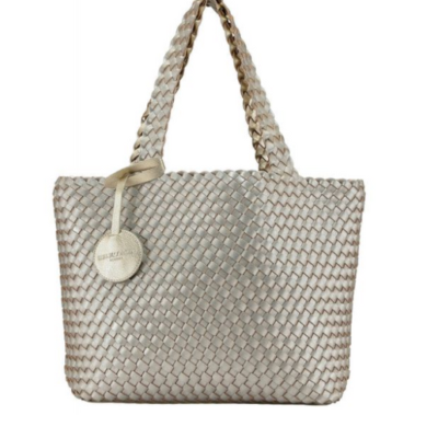 The Reversible Woven Tote in Gold & Silver