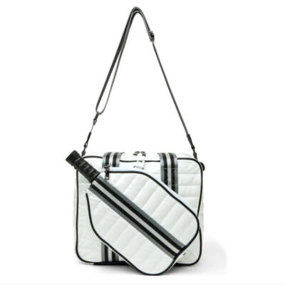 The Pickleball Tote in White Patent